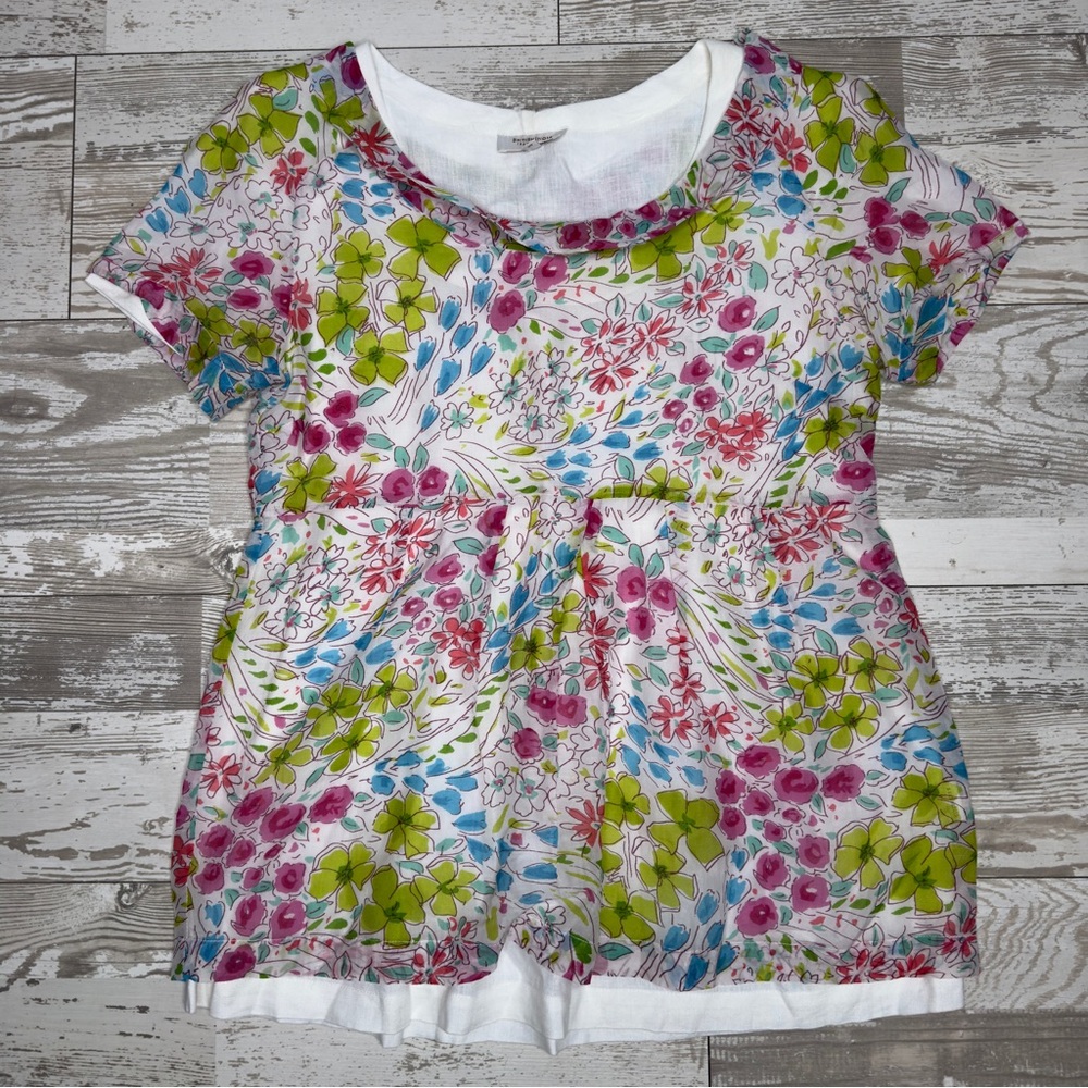 British India Traveller Floral Tunic Top Women’s‎ Small Short Sleeve